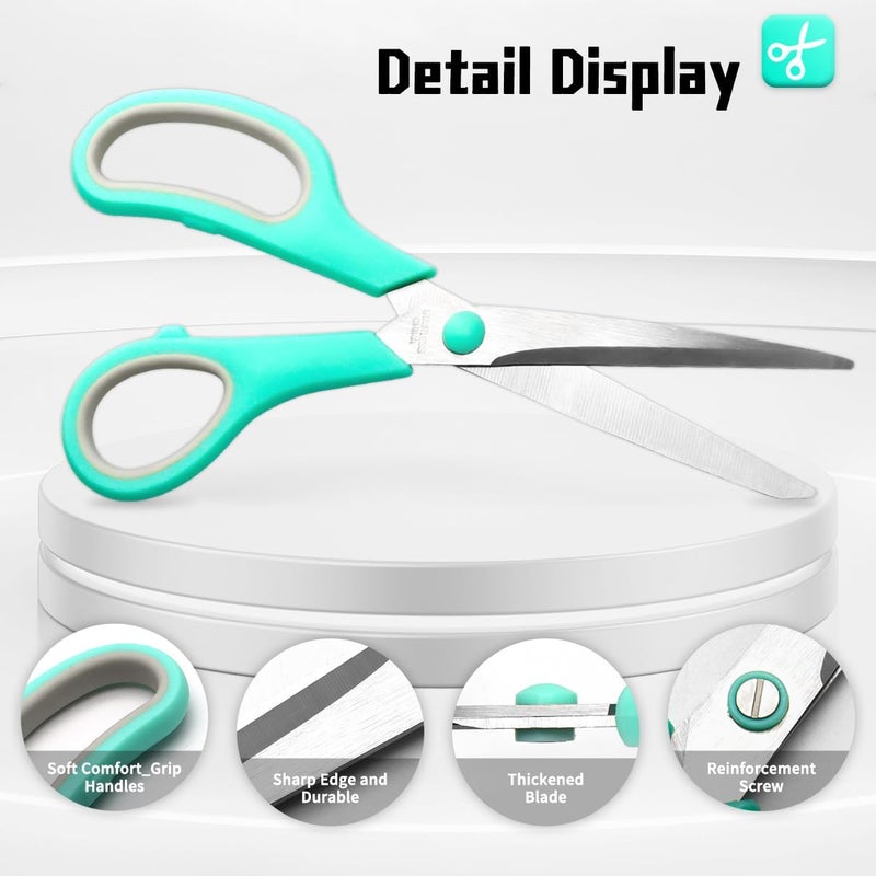 VITOLER 8.5" Scissors All Purpose, 3 Pack Ultra Sharp Blade Shears, Professional Ergonomic Comfort Grip Scissors for Office School Home Supplies Fabric Sewing DIY - Image 3